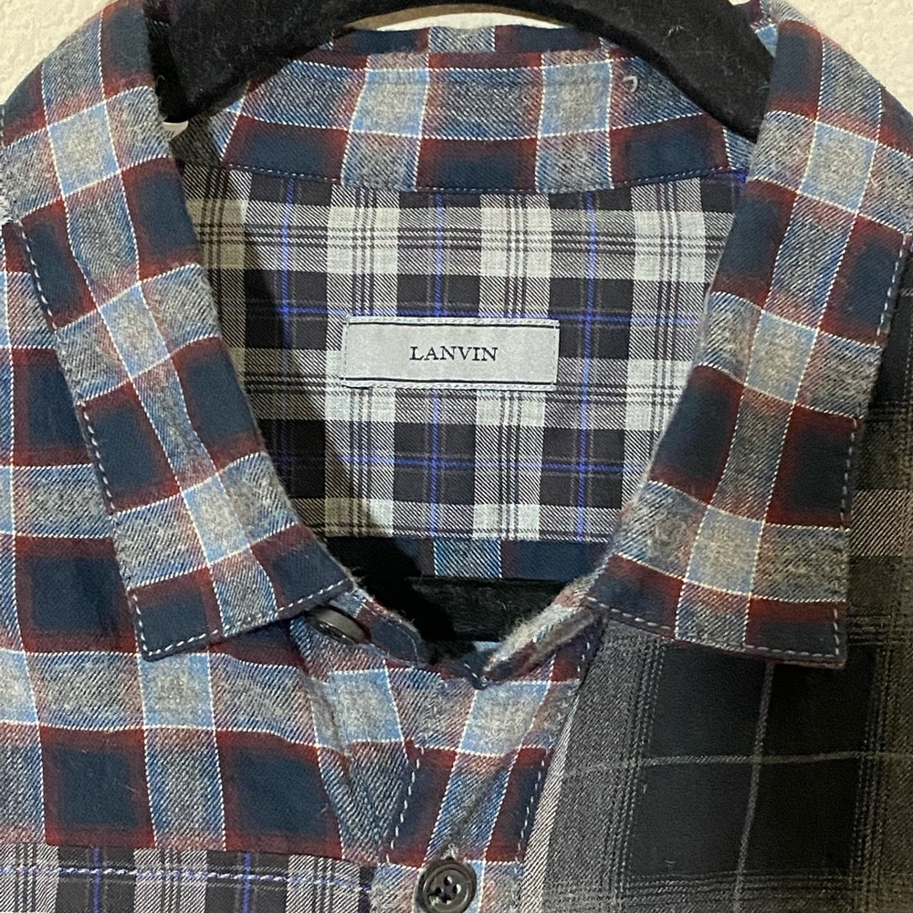 Lanvin Patchwork Plaid Soft Cotton Button-Down Sh… - image 3